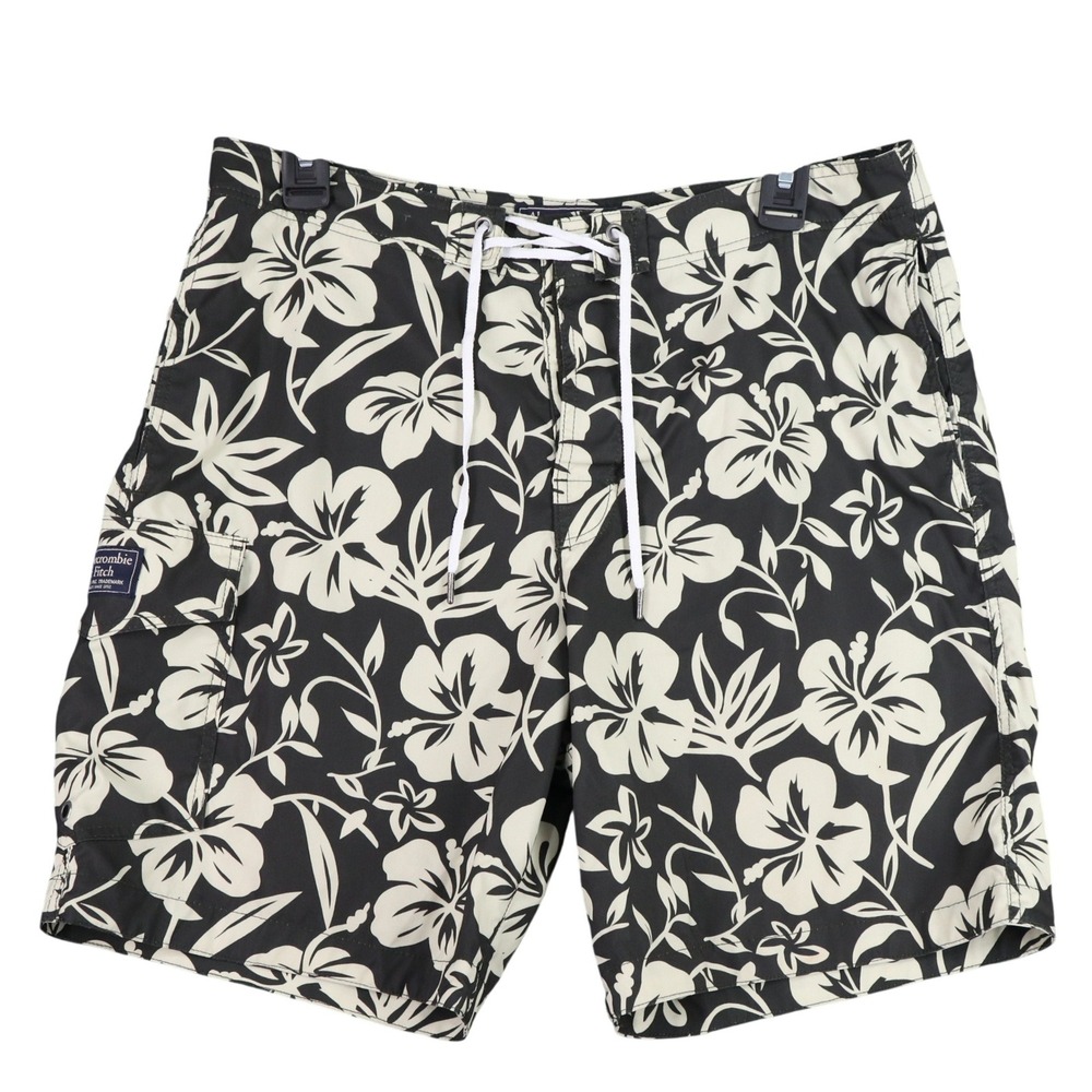 Abercrombie & Fitch Board Shorts Men 31 Hibiscus Floral Cargo Pocket Swim Trunks